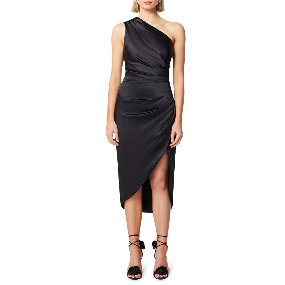 NEW ELLIATT cassini one-shoulder midi dress in black - Picture 1 of 3